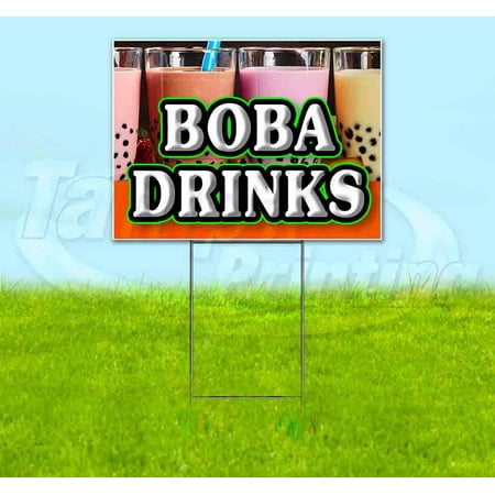 Boba Drinks (18" x 24") Yard Sign, Includes Metal Step Stake