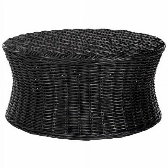 SAFAVIEH Ruxton Solid Bohemian Nautical Round Coffee Table, Black