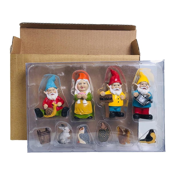 Figuras En Miniatura De Gnomos De Resina, , Decoraciones De Enanos De Arte Multiusos, Adornos De Jardín De Hadas Encantadores Para El Hogar, Escritorio, Interior Y Exterior10 Uds. Guardurnaity HA013115-00