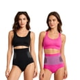 thumbnail image 3 of LILIYA 2026 4 in 1 Compression Sweat Shorts for Women Micro-Particle Sculpting Workout High Waist Breathable Seamless Yoga Pants 2 Piece, 3 of 10