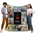 thumbnail image 3 of Picture Blankets Customized, 10 Photos Customized Blanket, Custom Picture Blankets, Gifts for Sister Dad Mom Daughter Son A Blankets, 3 of 5