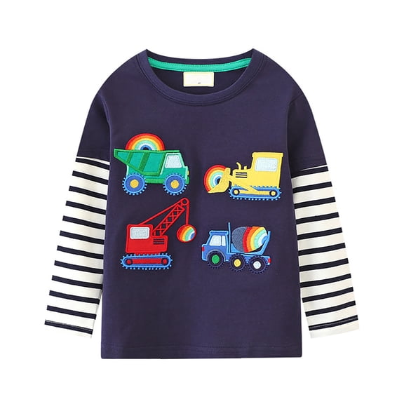 Boys T shirts Long Sleeve Crewneck Cartoon Print Graphic Tees Casual Comfortable Kids T Shirts Size 1-2Y