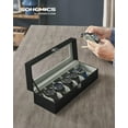 thumbnail image 2 of Watch Box, 12-Slot Watch Case with Large Glass Lid, Removable Watch Pillows, Watch Box Organizer, Gift for Loved Ones, Black Synthetic Leather, Gray Lining, 2 of 8