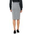 thumbnail image 3 of INSPIRE CHIC Tweed Pencil Skirt for Women High Waisted Midi Skirts Knee Length Button Decor Bodycon Office Work Skirts with Belt XS Black, 3 of 6