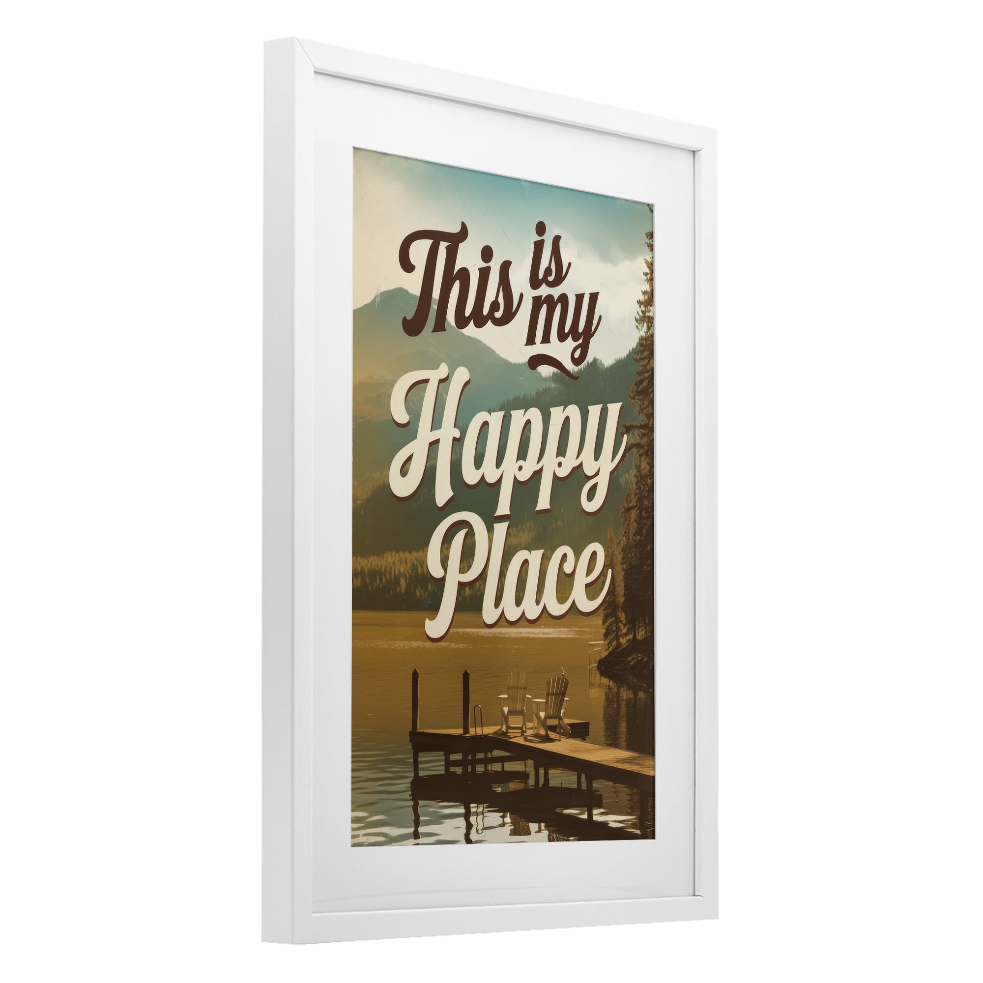 Stupell Industries Vintage My Happy Place White Framed Print Under Glass, design by Andreas Magnusson