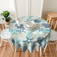 thumbnail image 5 of Nautical Coastal Tablecloth Round Summer Beach Starfish Coral Seashell Table Cloths Circular Table Cover Waterproof and Wipeable Polyester Tabletop for Dining Kitchen Picnic Party Decor 60 Inch, 5 of 6