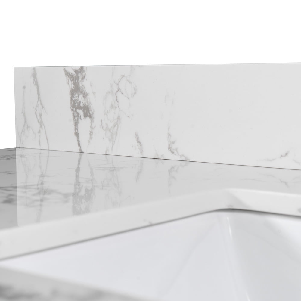 Private Jungle 43"x22" Marble Vanity Top with Under Mount Rectangle Bowl, Single Faucet Hole, White Private Jungle 43"x22" Marble Vanity Top with Under Mount Rectangle Bowl, Single Faucet Hole, White