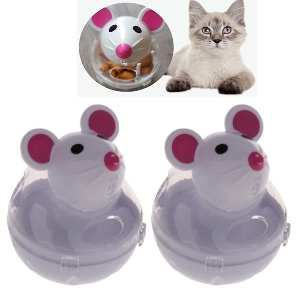 Dispensador de comida de pie con forma de ratón (2 piezas) Juguete interactivo para gatos (2 piezas)