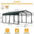 thumbnail image 3 of TROPOW 12 x 20 FT Metal Carport with Galvanized Steel Roof, Heavy Duty Metal Roof Carport with Enhanced Base, Tall Metal Carport Kits Garage for Tractors, Trucks, Boats, Cars, 3 of 9