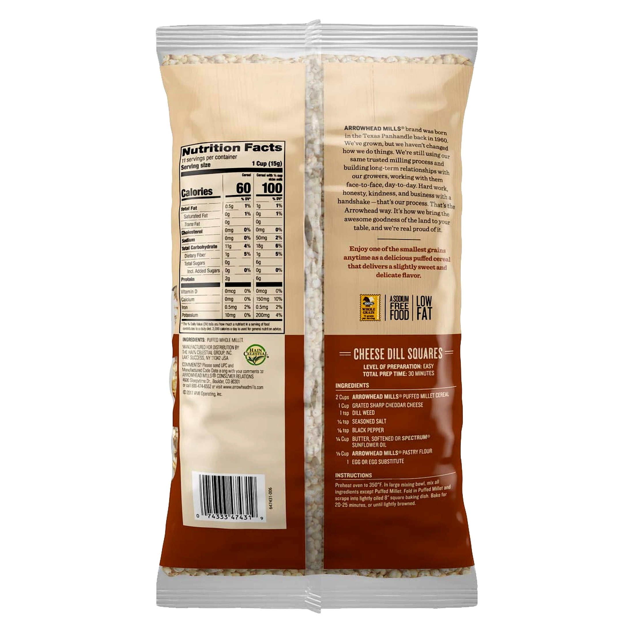 Arrowhead Mills Cereal, Puffed Millet, 6 oz. Bag (Pack of 12)