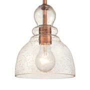 Westinghouse Fiona Mini Pendant Washed Copper Finish Clear Seeded Glass