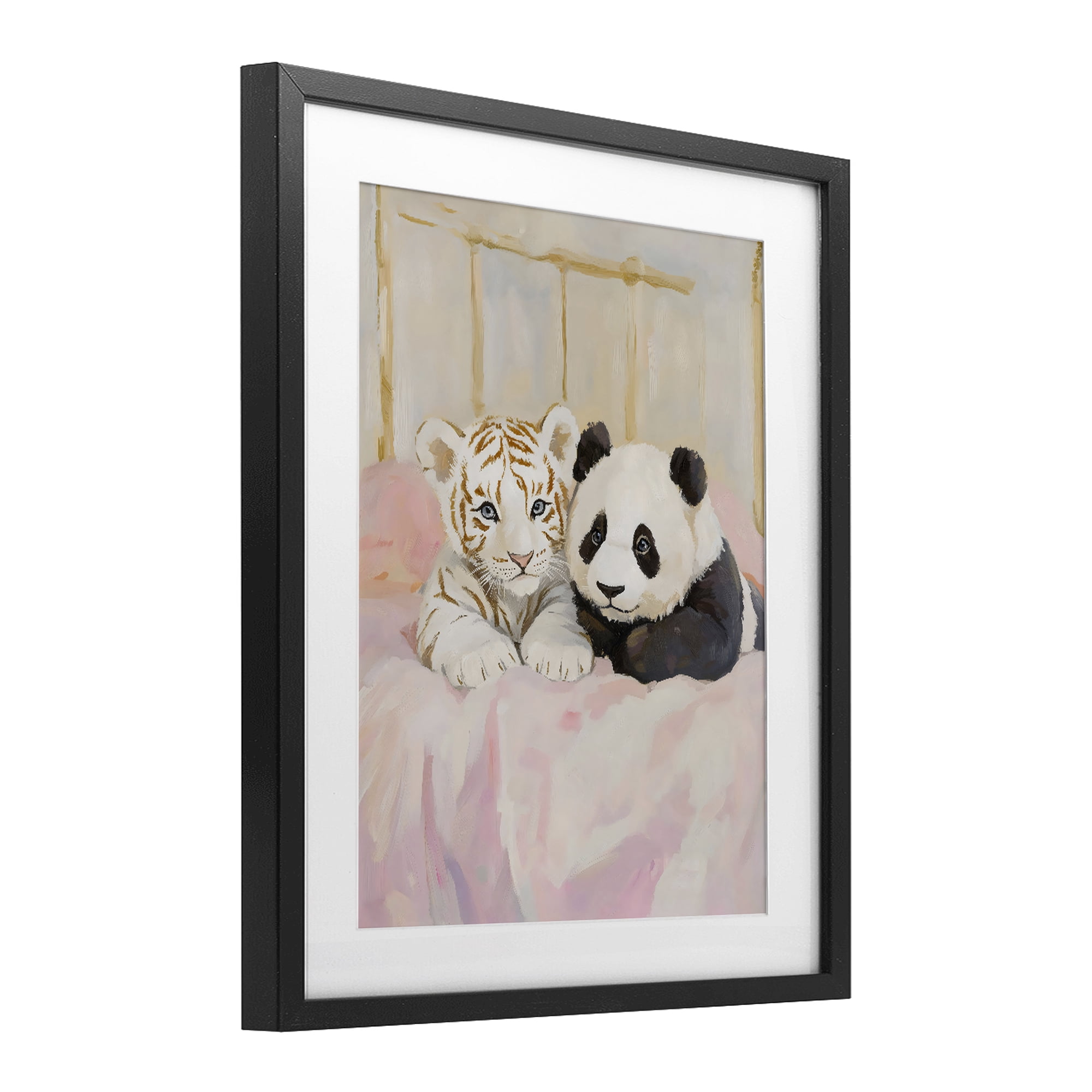 Stupell Industries Baby Panda & Tiger Cuddles Black Framed Print Under Glass, design by The Prints Vibe