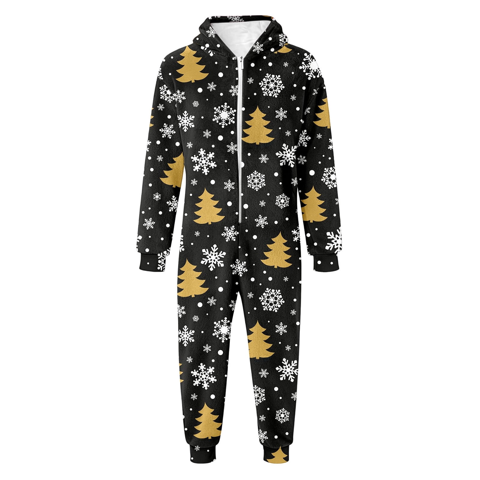 XDZJLR Flannel Christmas Onesie Pajamas For Kids Boys Girls Xmas Cozy Fleece Print Jumpsuit Hooded Romper Winter Holiday Outfit Soft Thermal Loungewear Toddler Kid Nightwear Black 9-10 Years