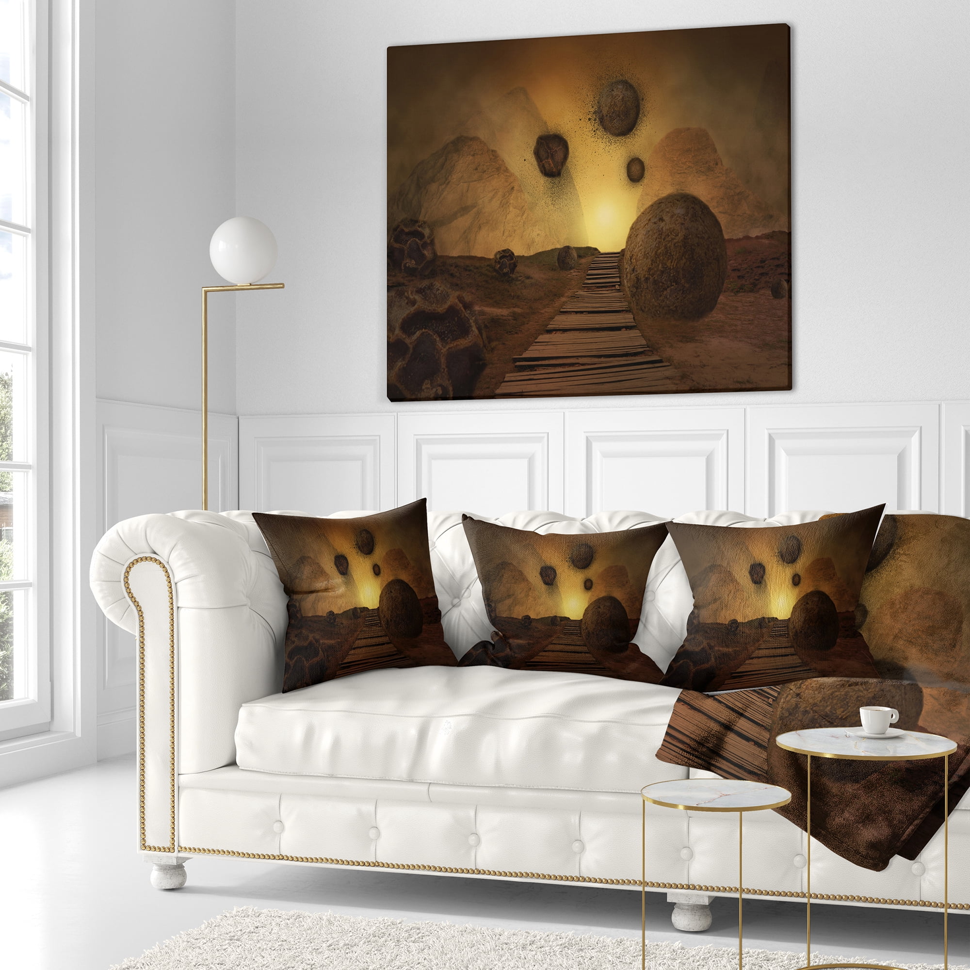Designart Stones From Space - Abstract Throw Pillow - 18x18