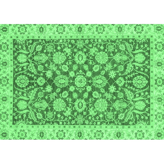 Ahgly Company Indoor Rectangle Oriental Emerald Green Traditional Area Rugs, 8' x 10'