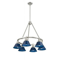 Golden Lighting 3306-6 PW-NVY Orwell 6-Light Chandelier in Pewter with Matte Navy