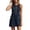 *Navy, variant on Women's Linen Blend Sleeveless Shift Dress , Color Block Mini Dress For Women , Ladies' Crew Neck Button Front Dress with Pockets,Wine,S-2XL
