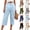 29# Light Blue, variant on Capri Cotton Linen Pants Women Summer Lightweight Stretch Work Dress Pants Office Business Casual Slacks Knee Length Shorts Navy XL