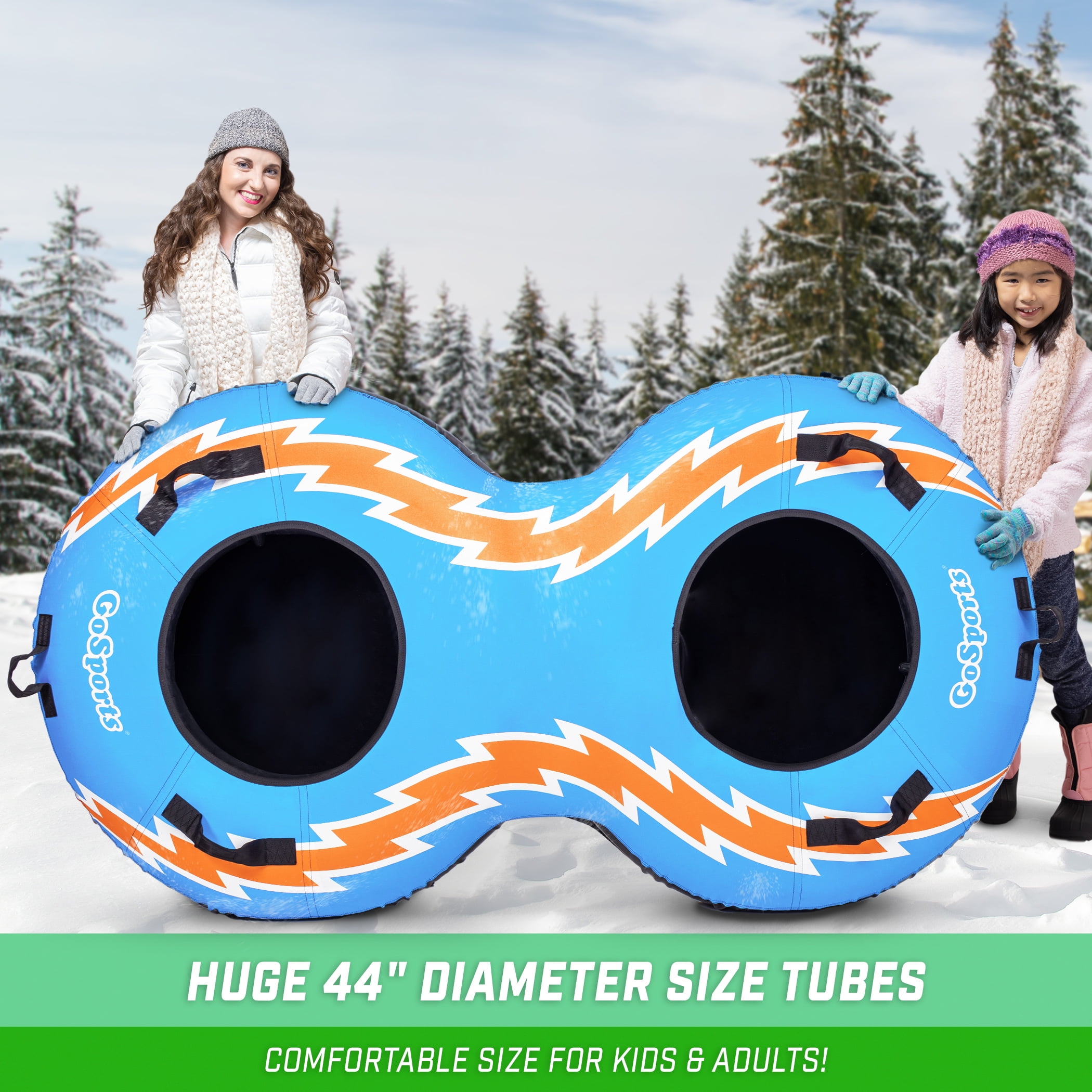 GoSports Heavy Duty 2 Person Winter Snow Tube with Premium Canvas Cover - Retro