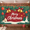 thumbnail image 5 of Traditional Christmas Merry Christmas Banner Festive Red Xmas Display Gold Bells Green Pine Christmas Backdrop for Christmas Party Holiday Decoration Home Indoor, 5 of 9