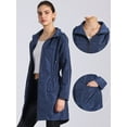 thumbnail image 2 of DARING DIVA Windbreaker Trench Coat Hooded Waterproof Jacket S Dark Blue, 2 of 6