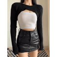 thumbnail image 1 of Falda tubo de cintura alta y corta de lujo para mujer, estilo nuevo de otoño 2024, ropa exterior versátil, cuero sintético negro, 1 of 4