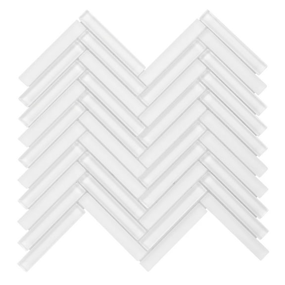 Modket TDH517MG White Crystal Glass Herringbone Mosaic Tile Kitchen Bathroom Wall Backsplash