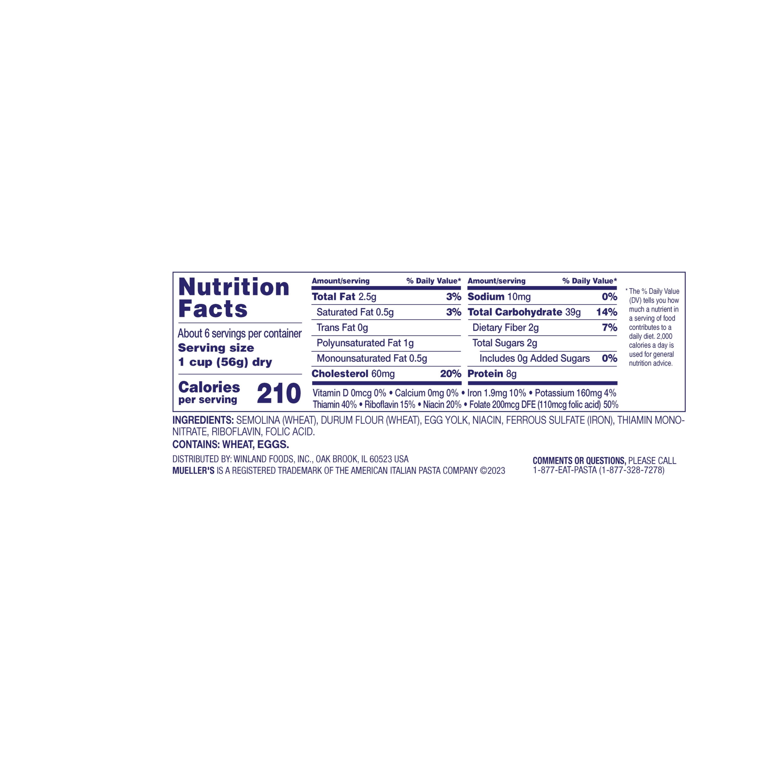 (4 pack) Mueller's Sodium-Free, Low-Cholesterol Medium Egg Noodle Pasta, 12 oz (Shelf-Stable)