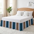 Bed Skirt Brown Deep Blue Adjustable Elastic Wrap-Around Dust Ruffle ...