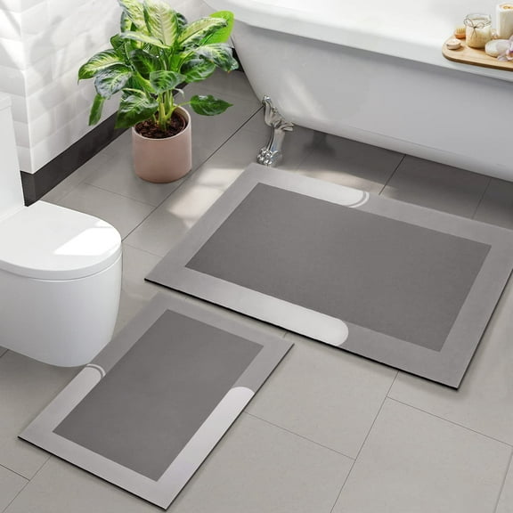 Zhuge Bathroom Rug Mat , Non-Slip Plush Shaggy Bath Carpet, Machine Wash Dry, Bath Mats for Bathroom Floor, Tub and Shower, Bathroom Runner Bathmat Accessories Decor 15*23inch (Grey)