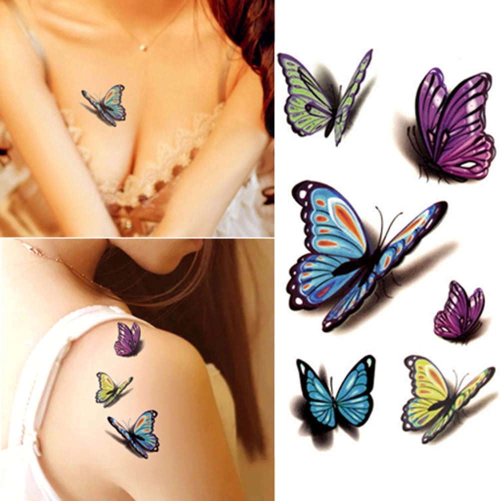 Sexy Decal Waterproof Temporary Tattoo Sticker Colorful Butterfly Fake