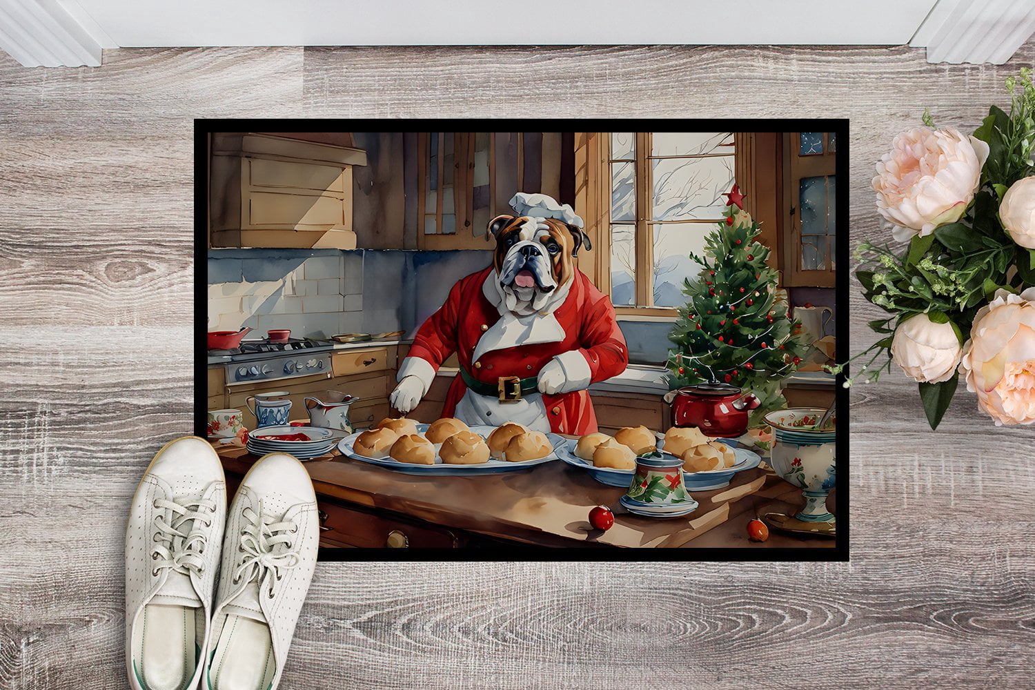 Carolines Treasures DAC3785MAT 18 x 27 in.  English Bulldog Christmas Cookies Doormat