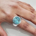 thumbnail image 4 of Blue Copper Turquoise Mans Ring, Natural Copper Turquoise Ring, Silver Jewelry, 925 Silver Ring, Birthday Gift, Heavy Mens Ring, Arabic Design, Ottoman Style Ring, Christmas, Simple Mens Signet Ring, 4 of 7