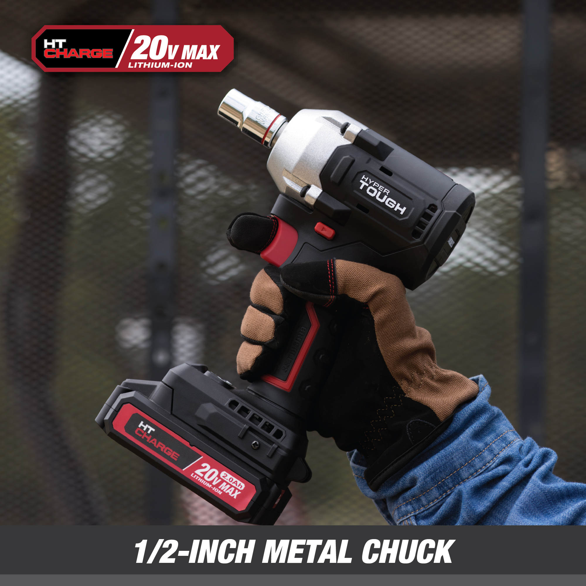 Llave de impacto inalámbrica Hyper Tough 20V sin escobillas, 350 ft-lbs, regalo navideño 6