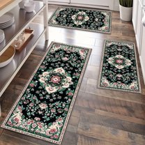 Kitchen Rugs Sets of 3 Non Slip Washable Kitchen Mats for Floor, Waterproof Kitchen Runner Rug, Floor Mat Carpet for Entryway, Laundry, Sink, Hallway, Bathroom