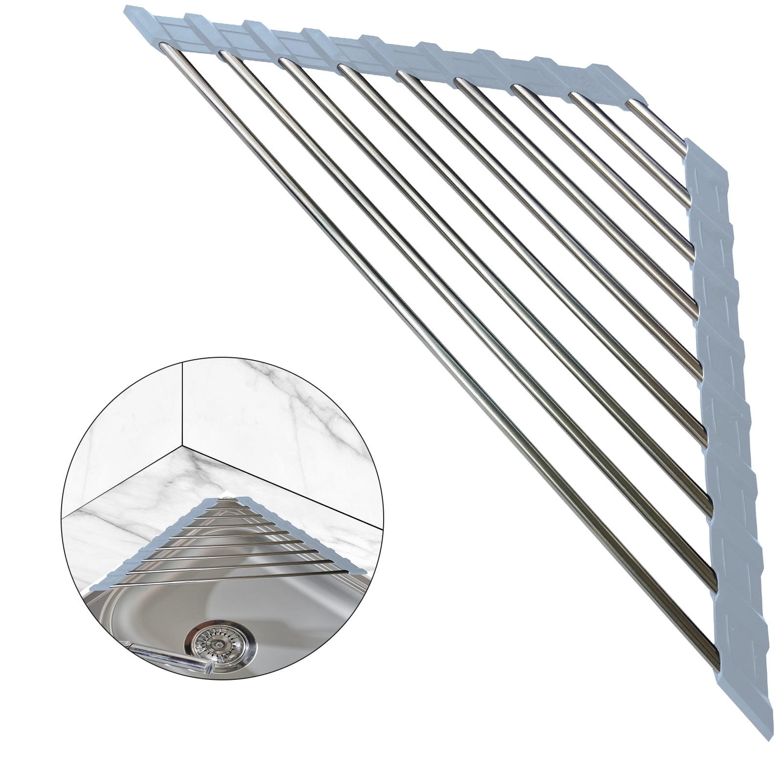 Sink Drying Rack Roll Up Triangle Dish Drying Rack for Sink Corner Roll