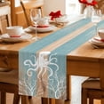 thumbnail image 5 of Coastal Octopus Table Runner 72 Inches, Summer Coral Ocean Vintage Wood Bed Runner Dresser Scarves Tabletop for Indoor Outdoor Parties/Ceremony/Banquet, 14" x 72", 5 of 9