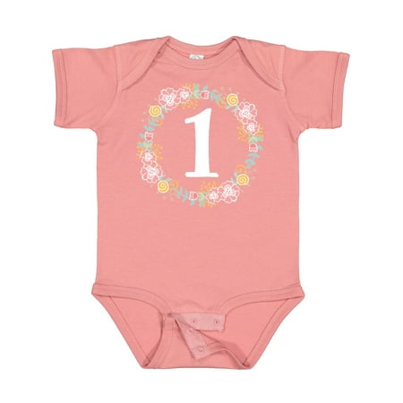 

Inktastic 1st Birthday Rose Flower Wreath Girls Gift Baby Girl Bodysuit