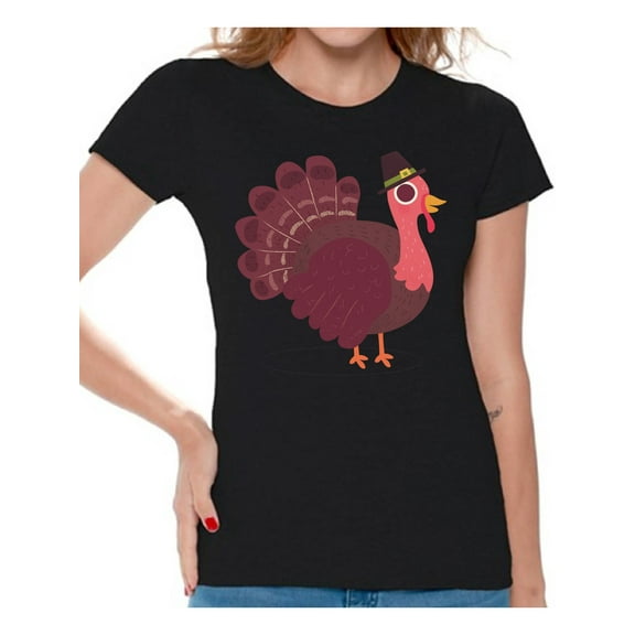 Awkward Styles Thanksgiving T-Shirt Pink Turkey Shirts for Women