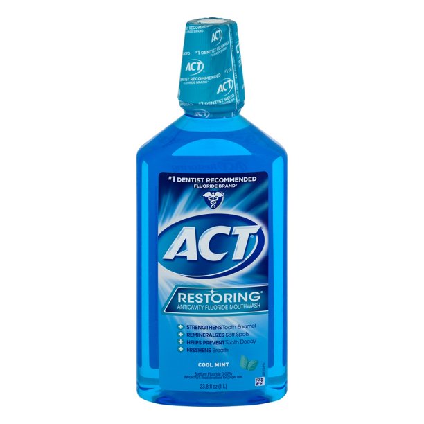ACT Restoring Anticavity Fluoride Cool Mint Mouthwash, 33oz Walmart