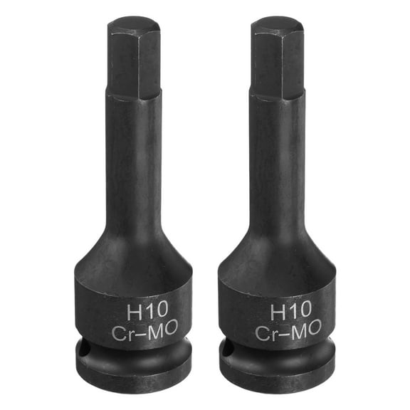 Uxcell 2pcs H10 (10mm) Hex Impact Bit Socket 1/2" Drive Hex CR-MO Steel Screwdriver Socket Adapter
