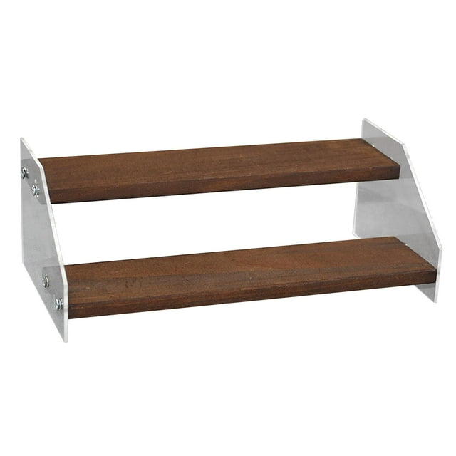Soporte de Exhibición de Madera y Acrílico Macarena 2 Capas 7.9 Pulgadas para Postres Joyas