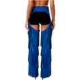 thumbnail image 2 of Choomomo Women's Cowboy Chaps Tassel Adjustable Waist Cutout Chaps Trousers for Rave Party Blue XL, 2 of 5