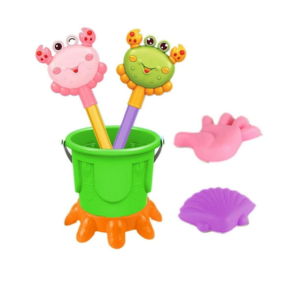 588-14A1 Crab Sand Shovel 6-piece Set Children's Beach Toy Bucket Set Crab Sand Shovel Summer Seaside Sand Digging and Playing Sand Tools Hourglass Wholesale