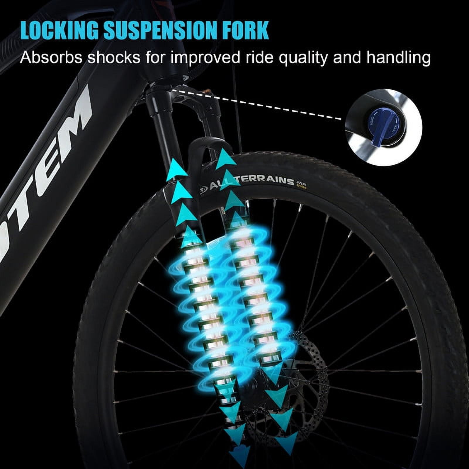 Totem Electric Mountain Bike for Adults-500W Geared Hub Motor(Peak 1000W)-E Bicycle for Teens-Lithium Battery 557WH-Max Range 40 Miles E MTB 21 Speed 27.5" Tires-Front Fork Suspension-Volcano 2.0