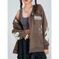 thumbnail image 6 of Oversized Zip Up Hoodie for Women, Long Sleeve Hooded Sweatshirt Coat With Pockets Streetwear, 6 of 10