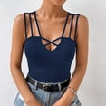 thumbnail image 5 of Jowamay Criss Cross Front Tank Tops V Neck Sexy Sleeveless Slim Fitted Tank Tops Summer Casual Shirts for Travel, 5 of 9
