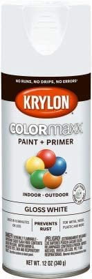12 oz Krylon K05545007 White COLORmaxx Paint & Primer Spray Paint, Gloss Pack of 6