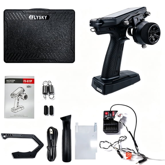 Cacagoo 2.4GHz 11-Channel RC Transmitter and Receiver Set, Flysky FS-G11P Remote Controller with 3.5" IPS Display, Dual Antenna, 4096 Resolution, 300m Range for RC Car, Boat, Off-Road Crawler