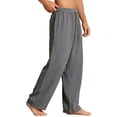 thumbnail image 3 of Ceisia Men's Linen Blend Loose Wide Leg Casual Pants with Elastic Drawstring Waist & Pockets Gray S Gifts, 3 of 4
